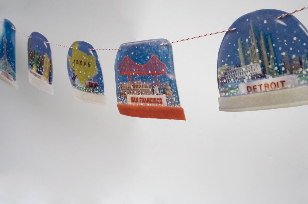 Retro Snow Dome Garland - photorealistic