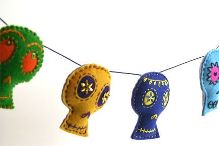 Large Bright Colored Skull Garland