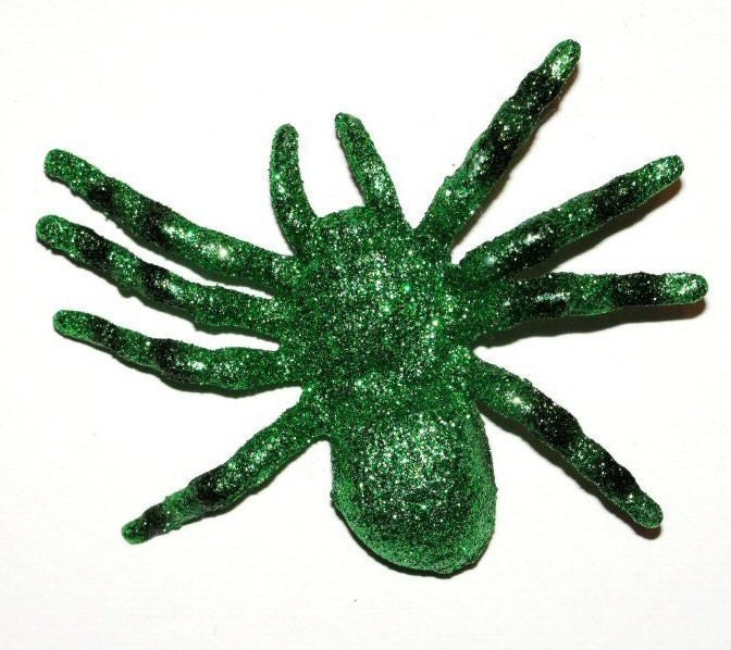 Goth Emerald green & black glitter spider hair clip fascinator creepy halloween