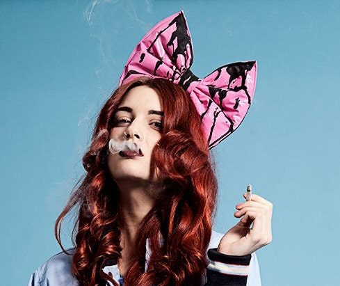 Bubblegum pink pvc black latex dripping hair bow fascinator HORROR