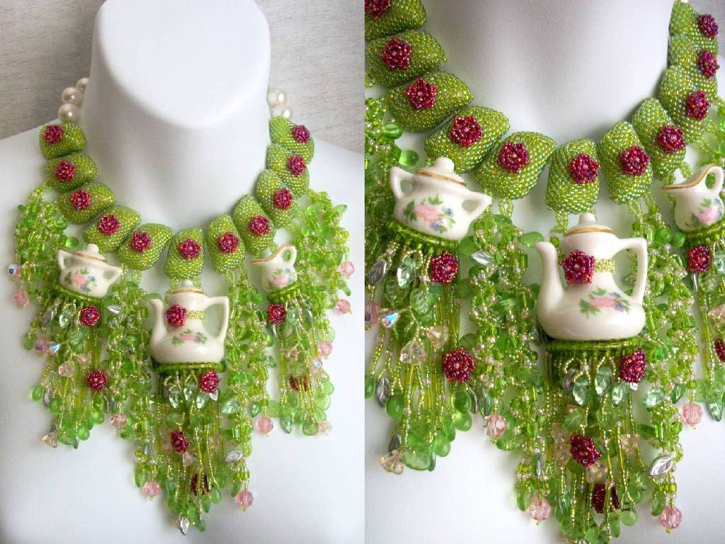 Tea Rose Garden Party - Beaded Statement Necklace