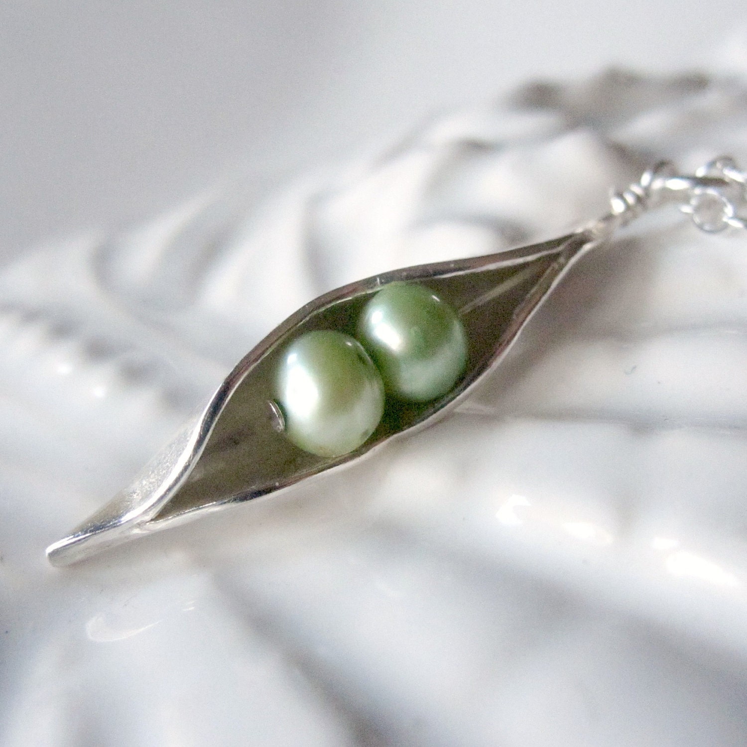 Peas In The Pod Necklace, Two  Peas, Best Friends Jewelry, Peapod Mothers Necklace, 2 Pea Silver Necklace - Sweet Pea