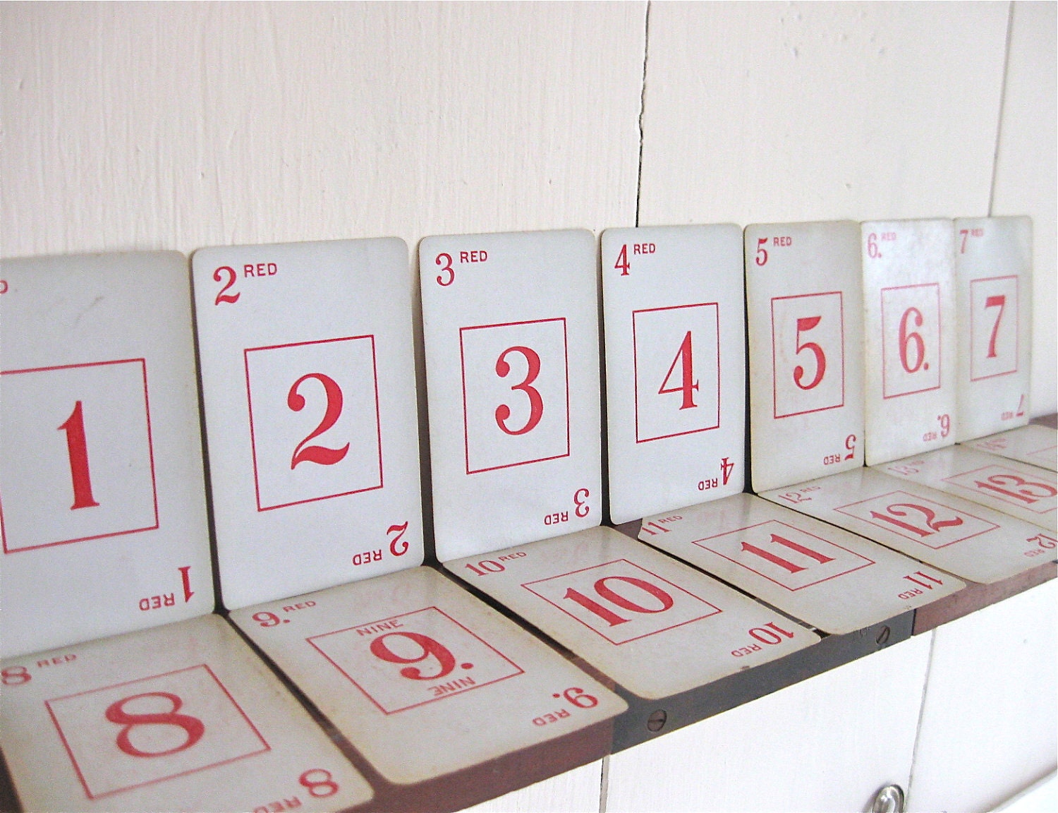14 vintage number cards, numbers 1 - 14, rook playing cards, 1970's rook cards. parlor brothers game cards