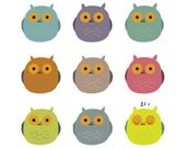 Colourful Owls -  giclee print - fine art paper  30x30cms (for Ikea sq. frame)