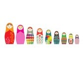 A3 Matryoshka Russian Dolls Big to Small -  giclee print - fine art paper  - 29.7x42cms