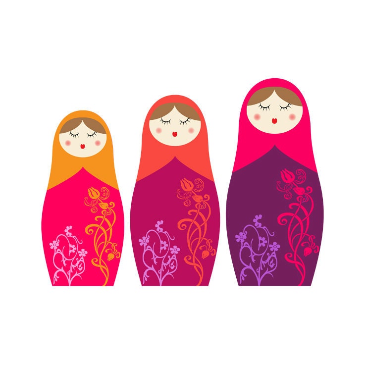 3 Russian Dolls - 25x25cms giclee print - Epson fine art paper