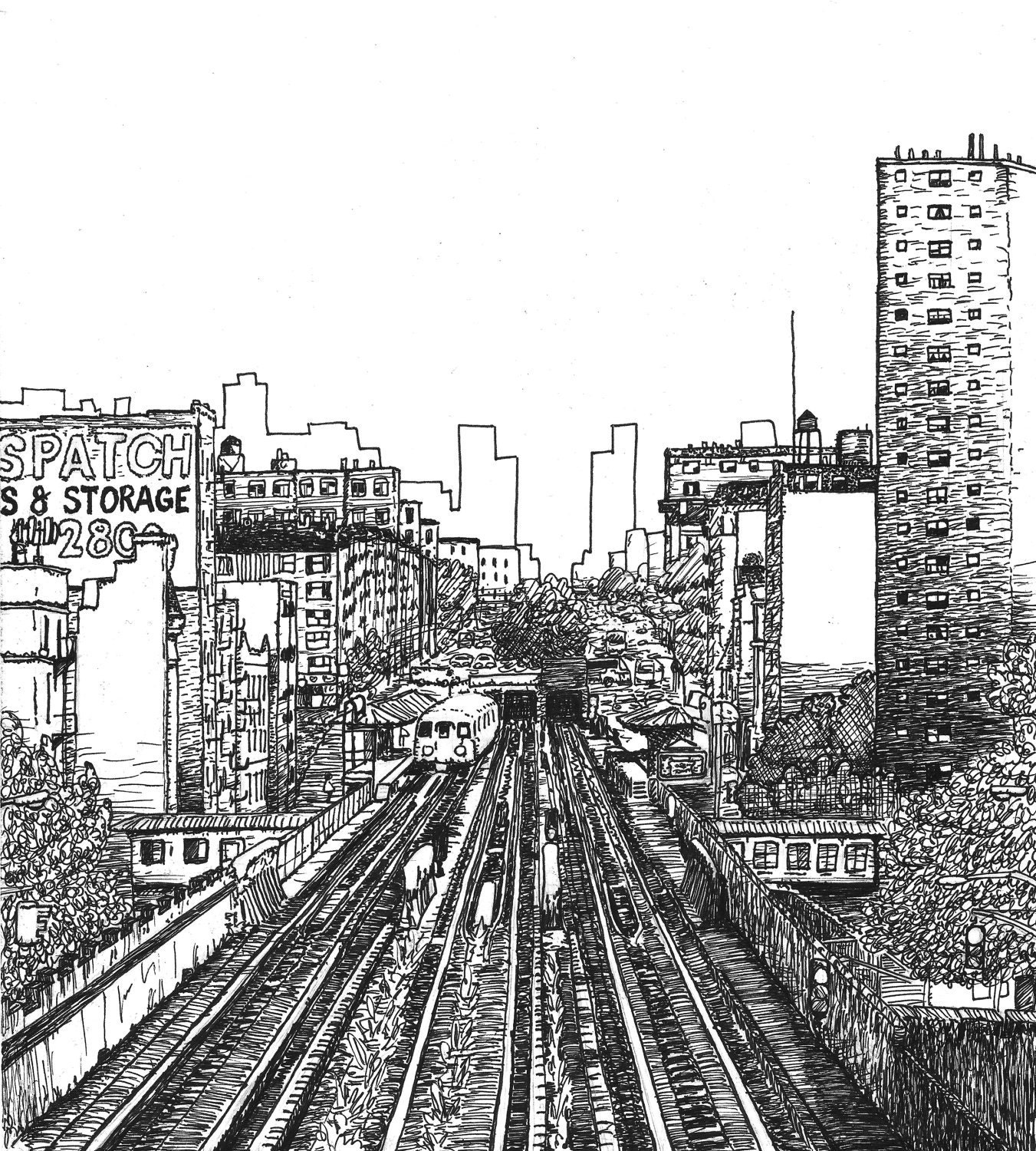 train line art