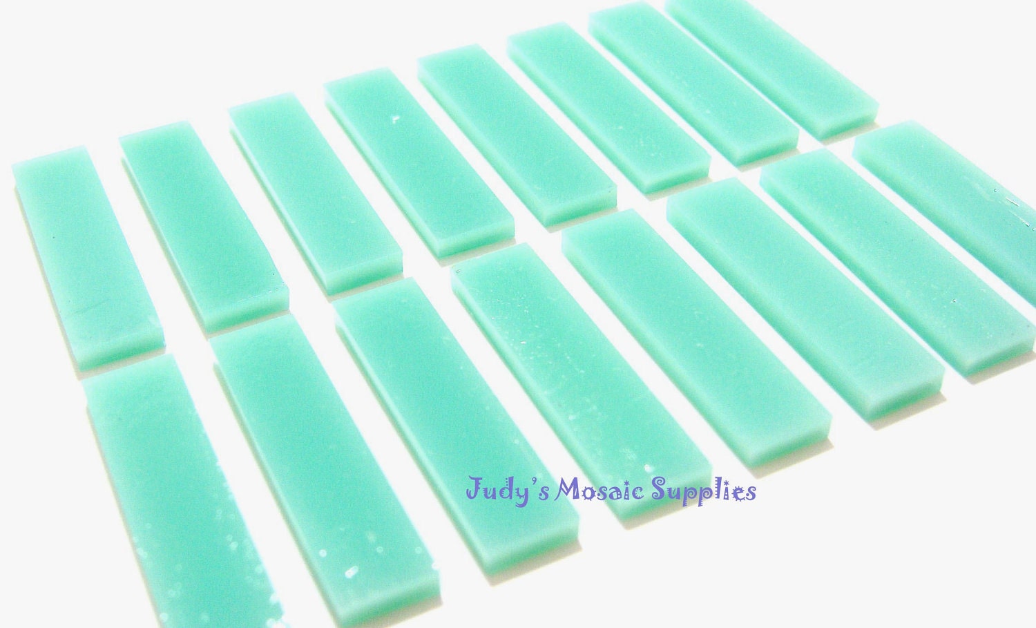 Sea Green Glass Rectangles Tiles Tesserae Mosaic Borders - 25 1 x 3/8 Inch Tiles (or 35 1 x 1/4 Inch)