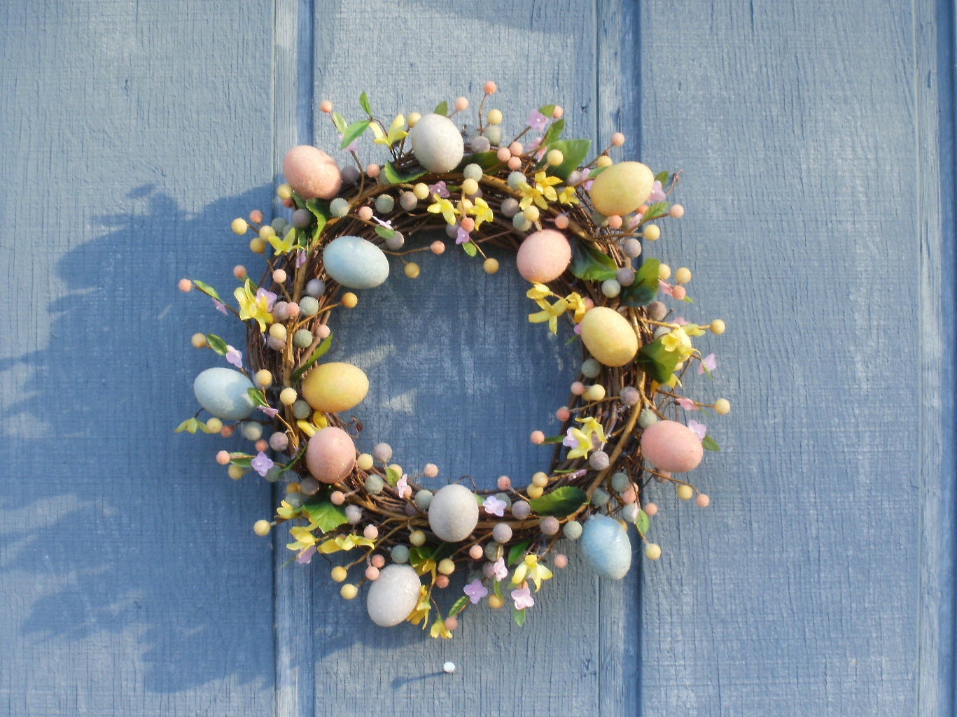 Spring Flowers Easter Egg Wreath by Silk N Lights Designs