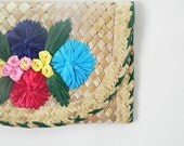 Tropical Woven Flower Clutch