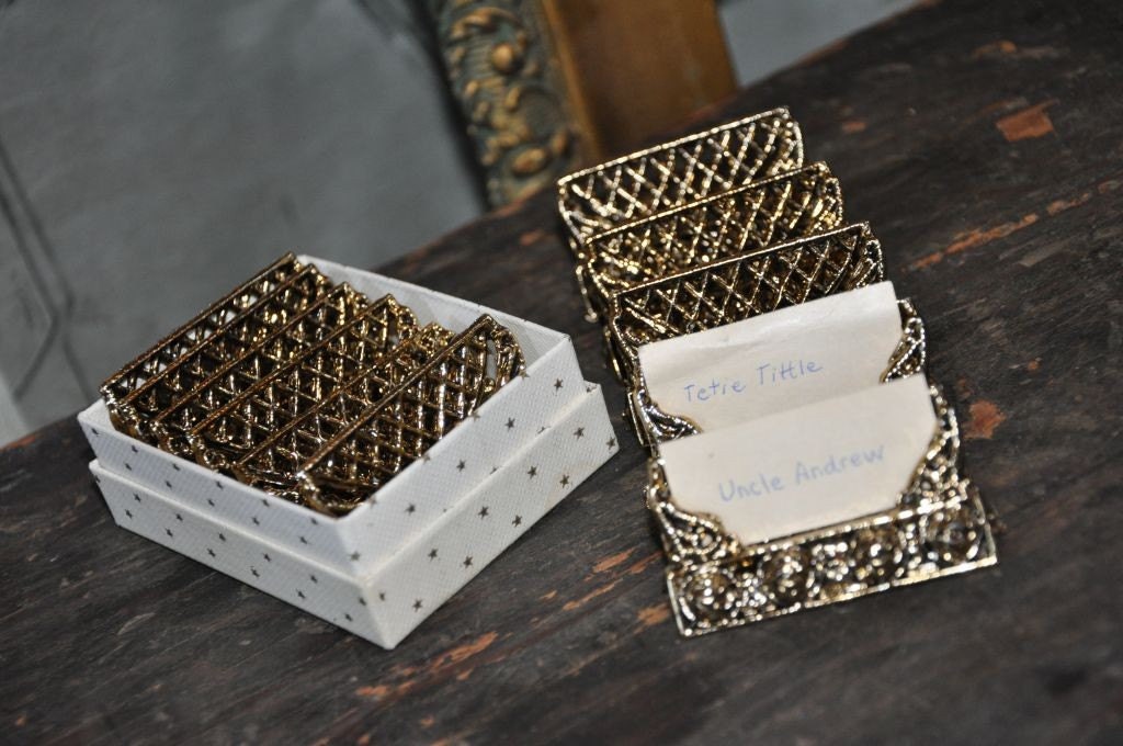 VINTAGE EMBELLISHED PLACE CARDHOLDERS   QTY 6          FREE SHIPPING