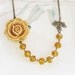 Caramel Rose Flower Cabochon and Topaz Glass Crystals Necklace
