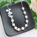 SET of 4 Wedding Jewelry Bridesmaid Necklace Matte rodium finish Orchid Trio Flower charm and Crystal White Swarovski Pearls Bridal Necklac