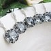 SET of 4 Bridal Earrings Bridesmaid Earrings Rodium plated Sterling Silver Ear hooks and Crystal Silver Night Swarovski Crystal Square drop