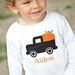 Fall Pumpkin and Truck Monogrammed Shirt or Onesie, Halloween, Thanksgiving, Boys Fall Shirt, Pumpkin Shirt