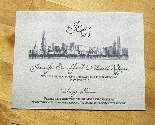 Chicago Skyline - Save the Date Wedding Invitation