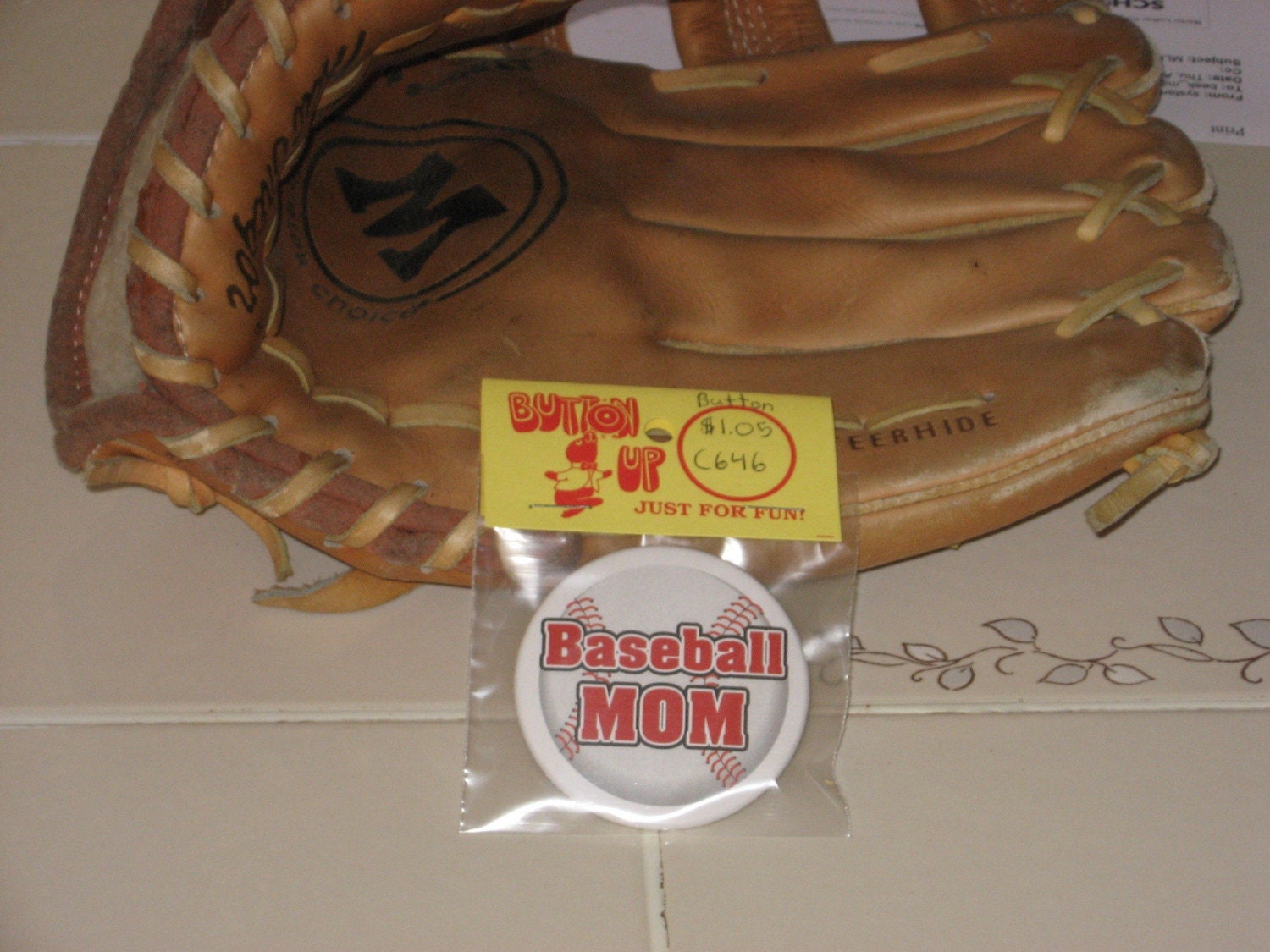 Baseball Mom Pin-Back Button