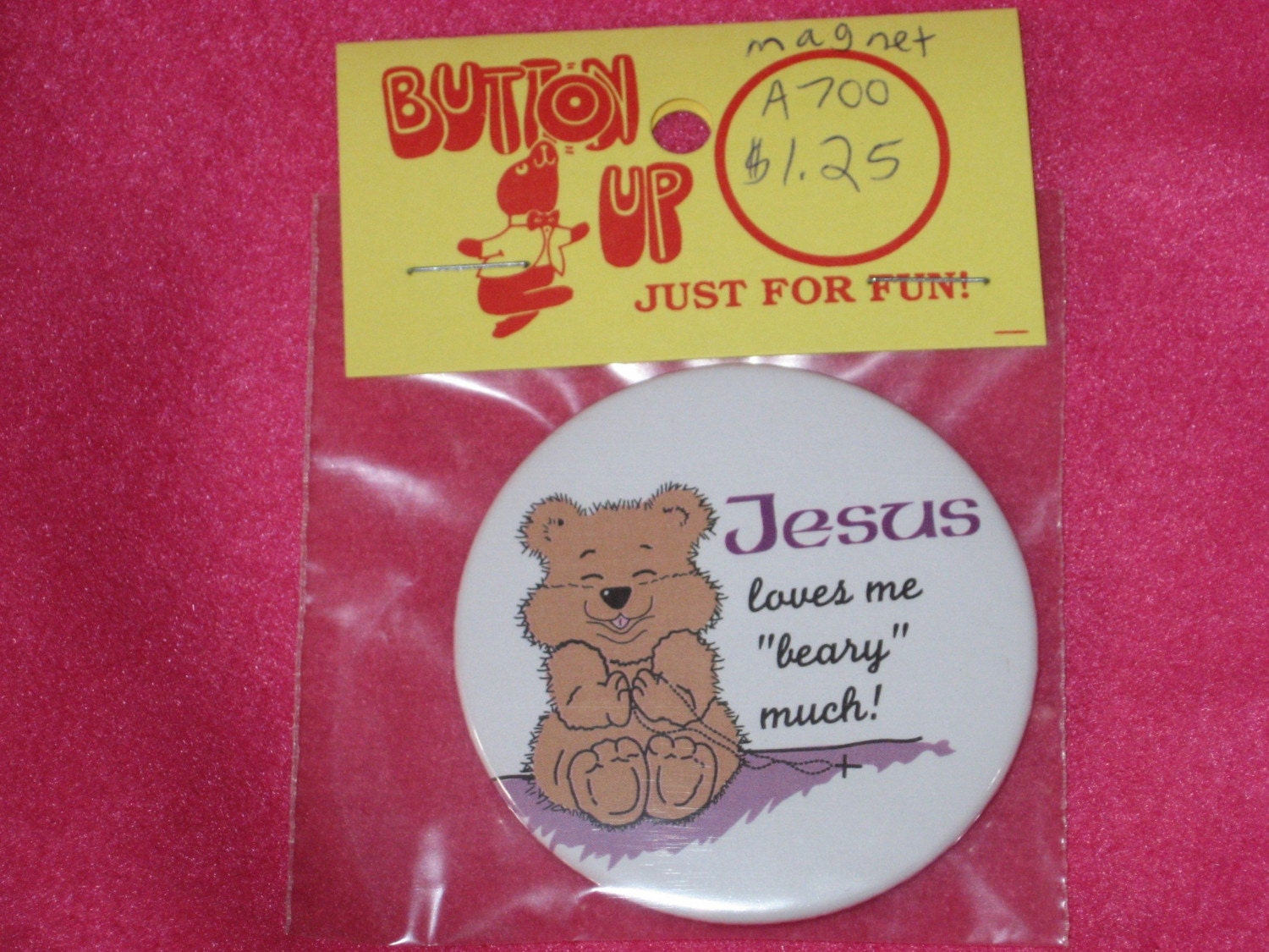 Jesus loves me beary much magnet