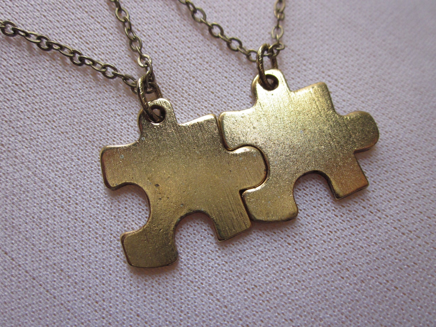 Jigsaw Puzzle Piece Necklaces. His and Hers Couple Necklaces.