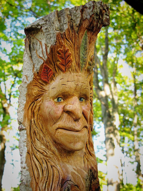 Female Wood Spirit  Hand Carved - Mother of the Forest