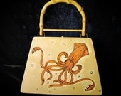 Squid Purse Steampunk Cigar Box Style Wooden Original art Cephalopod