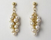 14K GF pearl cluster dangle earrings bridal wedding