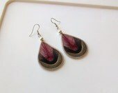 Sonoma - Tan, Black and Burgundy Handwoven Thread Earrings