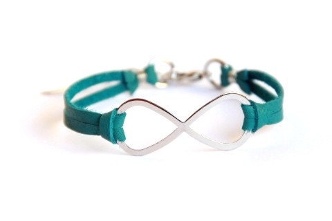 Infinity - Turquoise Leather and Silver Clasp