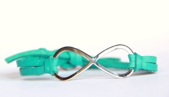 Infinity - Turquoise Leather and Silver Rhinestone