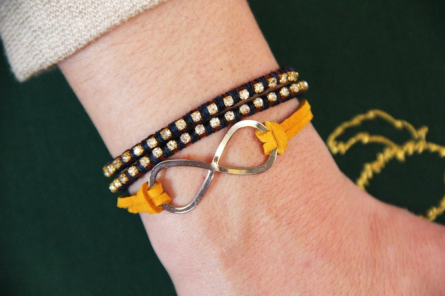 Infinity - Brown Leather and Silver Rhinestone
