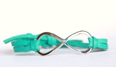 Infinity - Turquoise Leather and Silver Rhinestone
