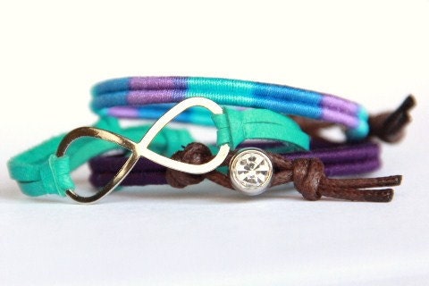 Infinity - Turquoise Leather and Silver Rhinestone