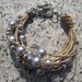 String bracelet silver and grey beads fiber jewelry