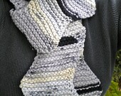Scarf Gray & Black Knit Zig Zag Stormy Sky
