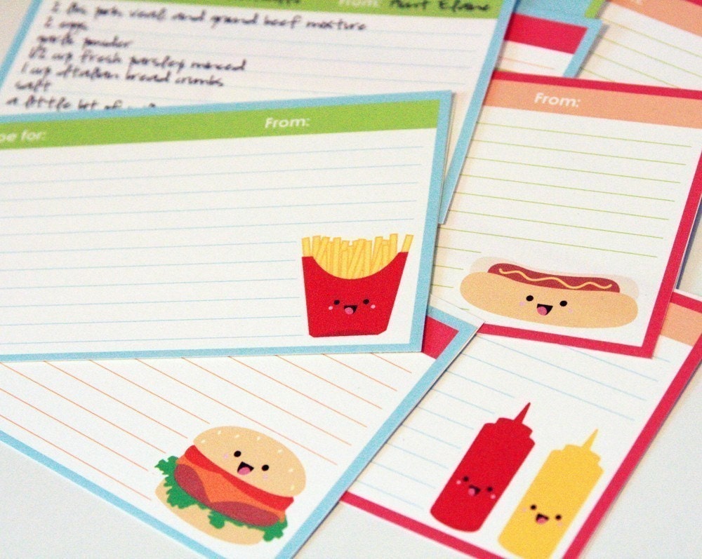 Printable Recipe Cards - Fast Foods Series - 4x6 Il_570xn