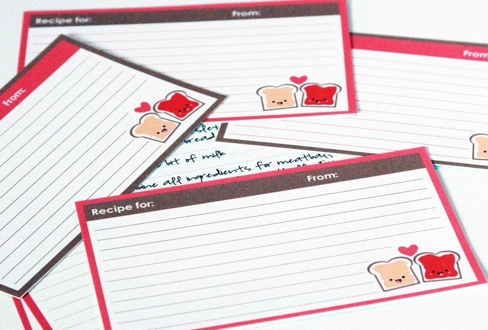 Printable Recipe Cards - PB and J Series - 4x6 Il_570xn