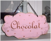 Shabby Cottage Chocolat Pink With Brown Polka Dots Wood Sign Custom
