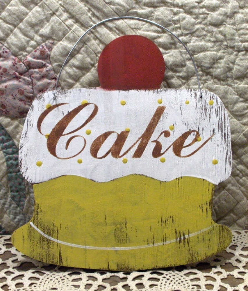 Cake Yellow Shabby Cottage Kitchen Bakery/Pastry Wood Sign Custom