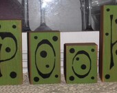 Spooky Blocks Halloween Bright Green Set of Six Wood Decoration Custom Sign