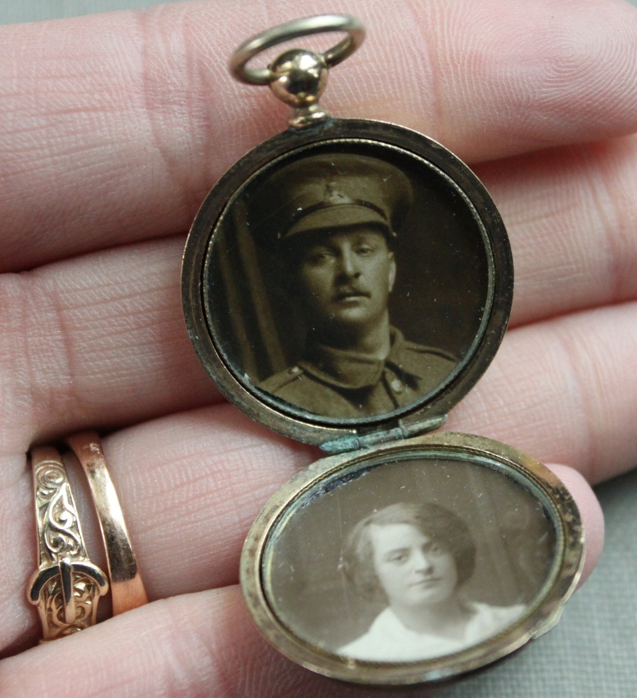 1860s Locket with Military Photos Under Glass