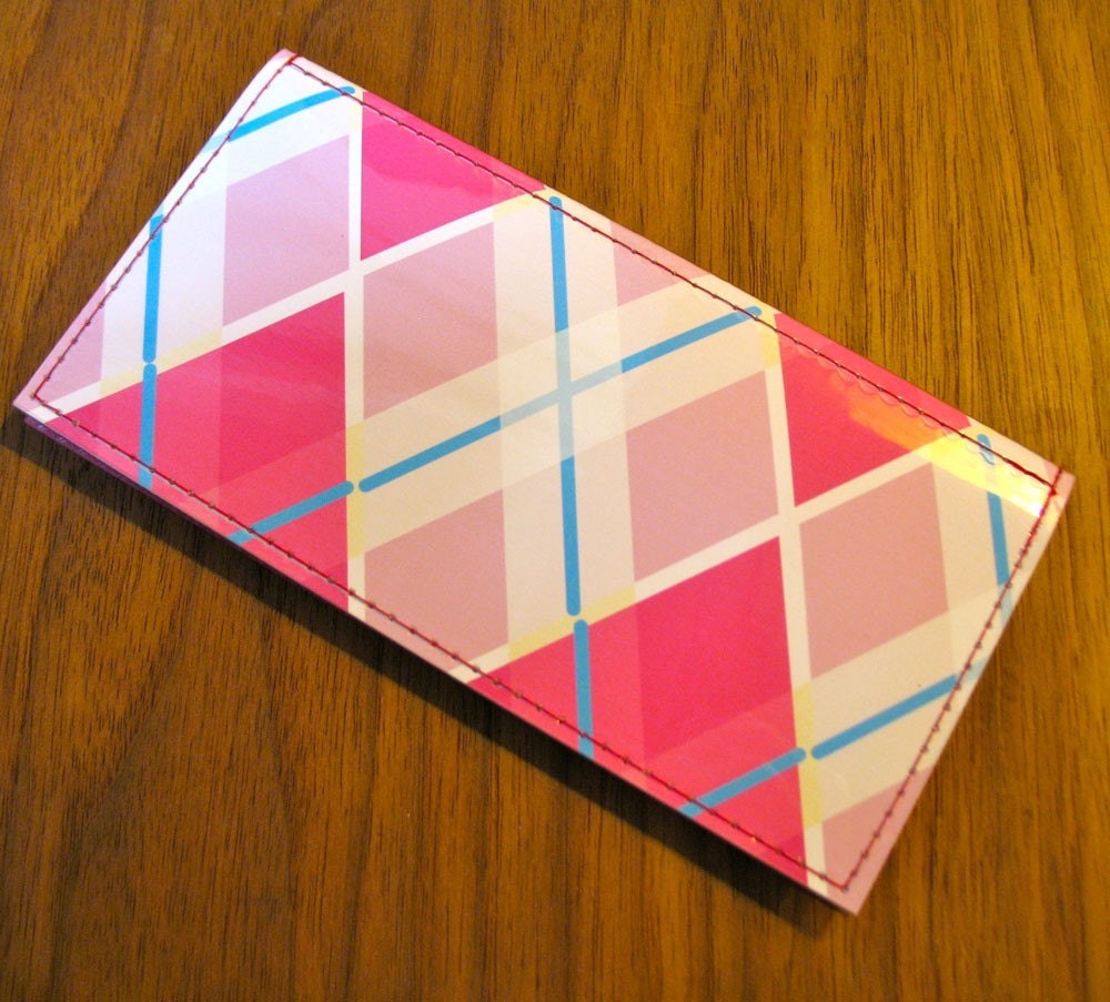 Hot Pink Argyle - Checkbook Cover