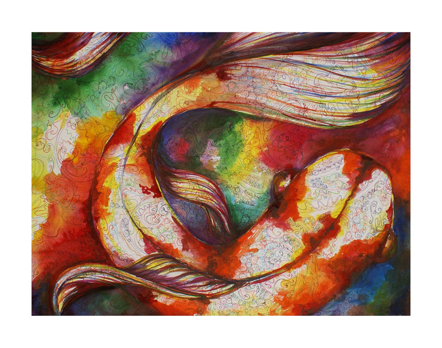 Koi Watercolor 18x24 reproduction print Kit Sunderland