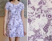 70s Lilac Floral Print Baby Doll Dress // Size XS S