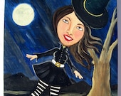 Witch in the Wind - Original Painting - Halloween Art