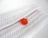 White with a Pop of Orange Clutch Handbag
