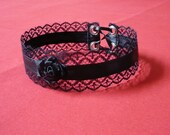 Baroque Choker with Lace, gothic, Victorian style, Gothic Lolita, black , Boudoir, Elegant textile Choker