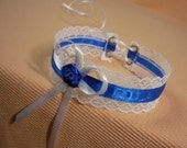 Regency Choker in White and Royal Blue, Lace and Satin Jewelry, Romantic Lolita Necklace, Cobalt, Renaissance Costume