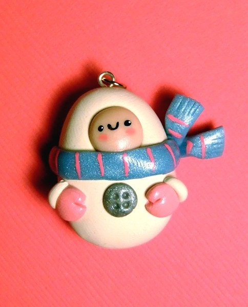 Kawaii Snow Baby Polymer Clay Charm Necklace - Kawaii Jewelry - READY TO SHIP - Handmade by The Happy Acorn