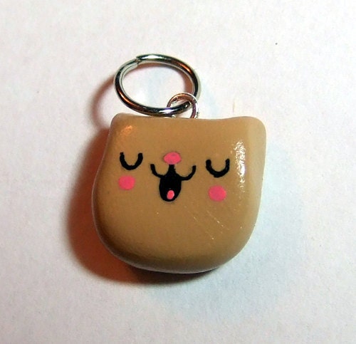 Happy Cat Pendant Charm - Cat Lover Polymer Clay Kawaii Jewelry - READY TO SHIP - Handmade by The Happy Acorn