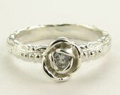 Edwardian Rose Solitaire, Silver & Diamond